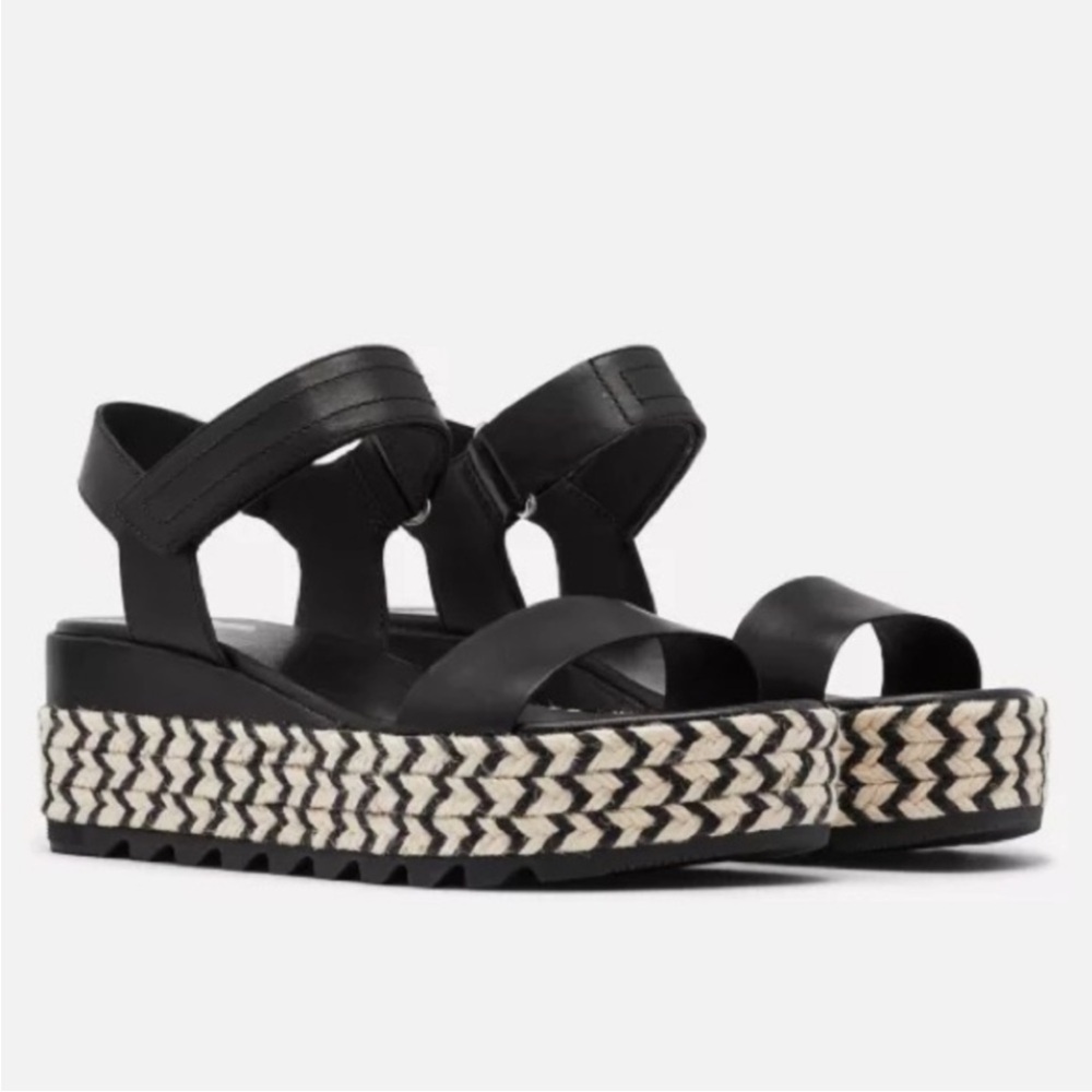 NWOT Sorel Cameron Flatform Wedge Sandal Black Size 7.5